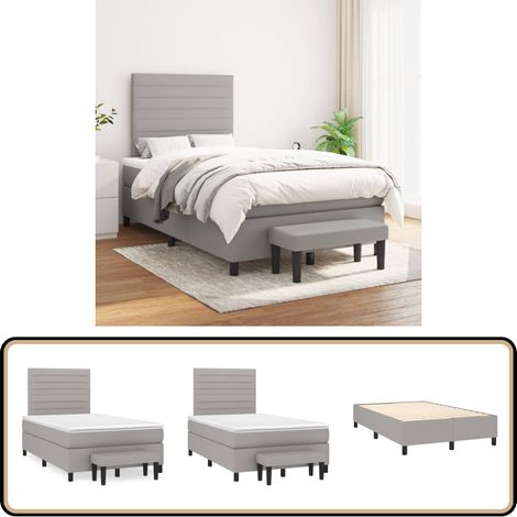Boxspringbett mit Matratze Hellgrau 120x200 cm Stoff - Boxspringbett - Doppelbett - Bettenrahmen - Schlafraum - Wohnbereich