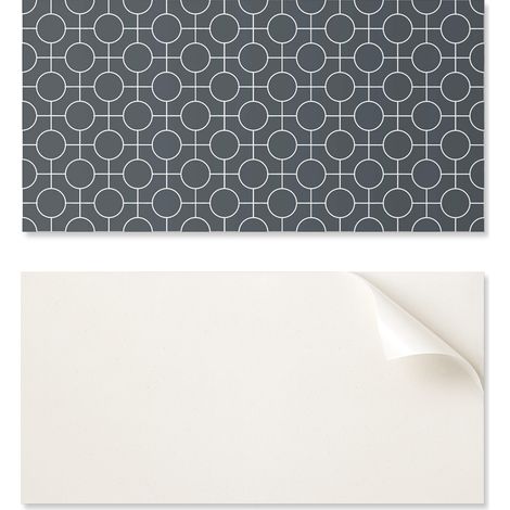 Baldosas de vinilo autoadhesivas - Decoraci贸n de pared para oficina con estampado geom茅trico de c铆rculos y l铆neas, 6x60x30 cm