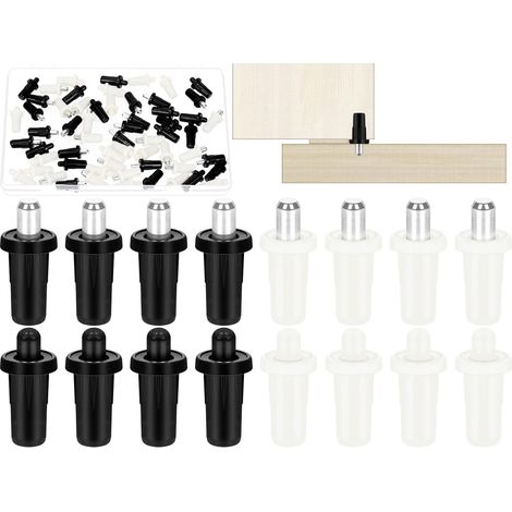 Lot de 60 goupilles de réparation de porte d'armoire, goupilles de réparation noires et blanches pour volet de porte (1/5)