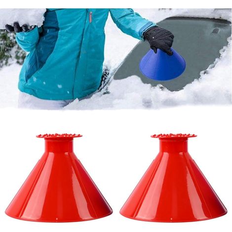 Pala per ghiaccio per parabrezza auto, pala per ghiaccio colorata in 2 pezzi, pala da neve a cono magico per parabrezza, raschietto per neve a imbuto, pala da neve per auto, raschietto per parabrezza 