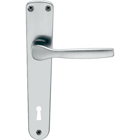 MANIGLIA ALLUMINIO "GINEVRA" C/PLACCA ARGENTO SATINATO