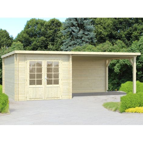 Abri de jardin en bois Ella 6,9+10,0 m2 Naturel (1/4)