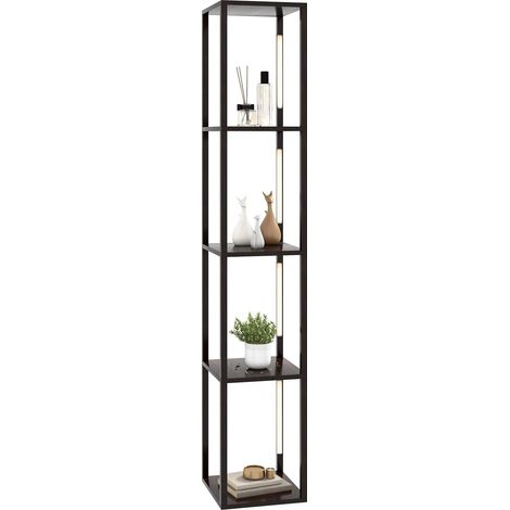 COSTWAY Lampada da Terra con Mensola, Lampadine LED Dimmerabili a 3 Livelli e Poli LED Ruotabili, Lampada a Stelo Moderna per Soggiorno, Studio e Camera da Letto (1/5)
