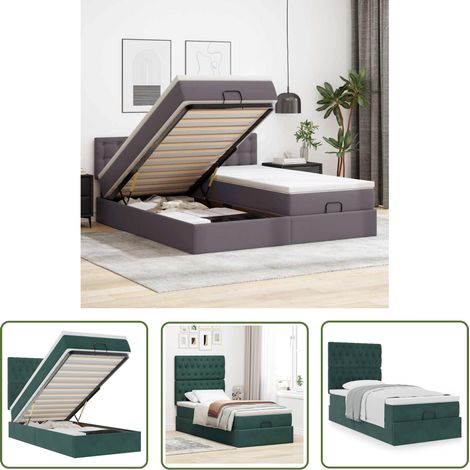 vidaXL Ottoman-Bett mit Matratzen Dunkelgrün 80x200 cm Samt (1/5)