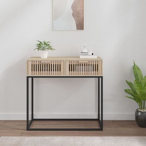 Table console 80x30x75 cm bois d'ingénierie et fer (1/4)