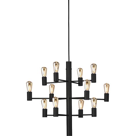 Manola Plafonnier Suspendu Multi Bras Noir 12x E14 (1/2)
