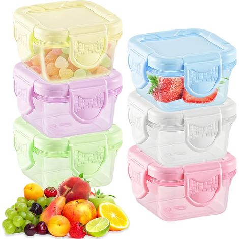 6 kleine Kunststoffgläser, 60 ml, mikrowellengeeignet, mit Deckel, für Snacks/Marmeladen/Babynahrung