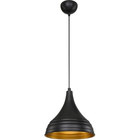 Lampada a sospensione Leda in metallo nero (1/5)