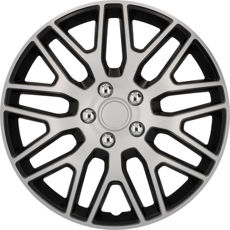 Cartrend Radzierblende Branch 38 cm (15 Zoll) silber schwarz 4 stück Radkappe (1/3)