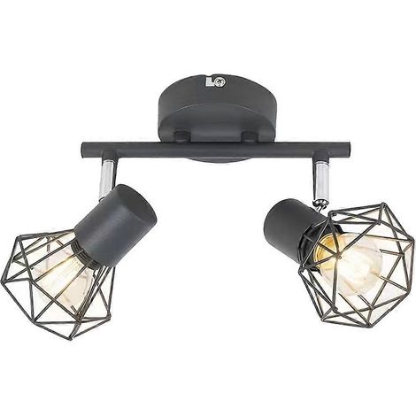 Plafonniers de cuisine à intensité variable, spots rétro noirs E14, spots muraux réglables avec cage métallique pour chambre ou couloir (1/5)