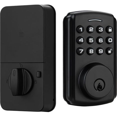 Serrure de porte intelligente, serrure de porte à empreintes digitales, clavier électronique 4 en 1 avec mot de passe Bluetooth, serrure intelligente pour maison, chambre à coucher, hôtel, (1/5)