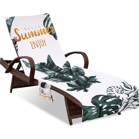 Serviettes de Plage Housse Bains de Soleil pour Bain de Soleil Chaise Longue de Jardin Housse de Protection Chaises Longues Séchage Rapide Housse Chaise Longue pour Piscines Plages,213x 76 cm (1/5)