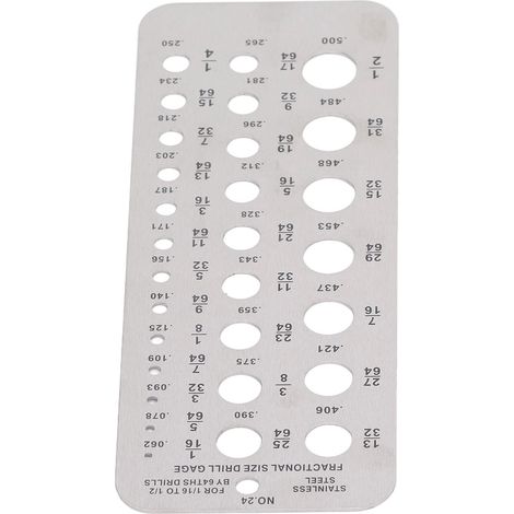 Jauge de perçage fractionnaire 1/16‑1/2 po, index de diamètre de fil de boulon en acier inoxydable pour des mesures précises (1/5)