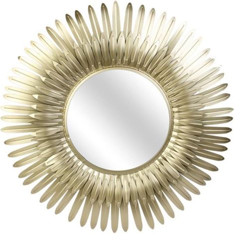 Miroir Mural Design "Plumes" 53cm Or (1/4)