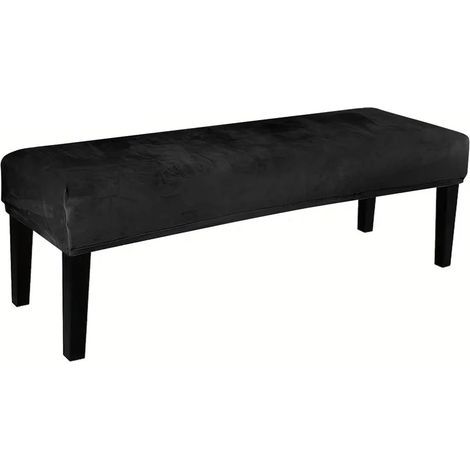 JSSEVN - Housse de Banc de Salle à Manger, Housse de Coussin de Siège Extensible Et Rembourrée, Housse de Chaise de Salle à Manger Amovible Et Lavable (Noir) (1/5)
