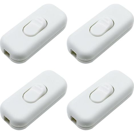 Lntyq Torpedoschalter, 4 Stück, zweipoliger Schalter, Wippschalter für Lampen, 2 oder 3 Drähte für Tischlampen, Nachttischlampen (Weiß) (1/5)