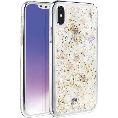 Custodia UNIQ Lumence trasparente per iPhone Xs Max in oro/oro champagne