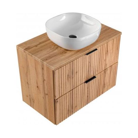 Ensemble meuble vasque à poser 80 cm en bois - Georgia Oak - Livraison gratuite