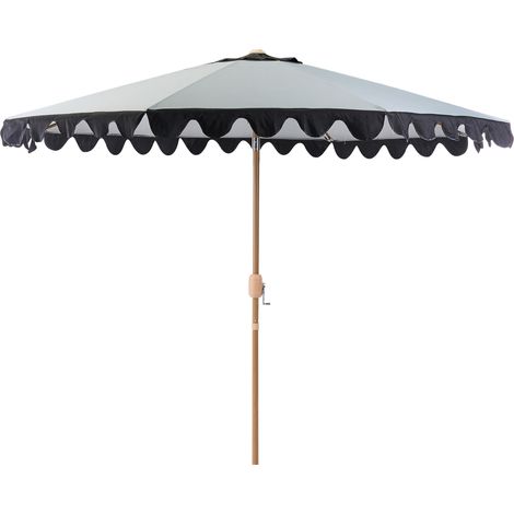 Sombrilla de poste central para jardín elegante ⌀ 270 cm poste de aluminio blanco lona de poliéster gris Isolotto