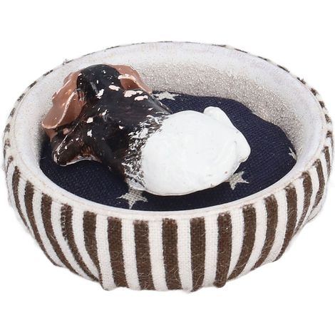 Accessoires pour maison de poupée : nids pour chiots et chats, design innovant, fabrication soignée, décoration (chiot + nids). (1/5)