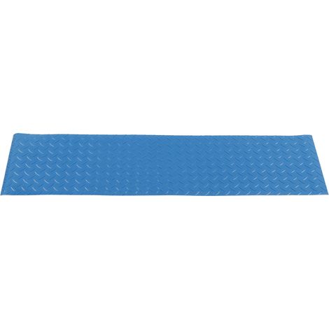 Tapis de protection antidérapant pour échelle de piscine, en caoutchouc bleu à chevrons.