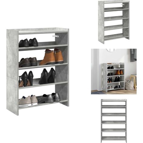 Schuhregal Betongrau 60x25x81 cm Holzwerkstoff - Schuhregal - Schuhregale - Schuhschrank - Schuhe Aufbewahrung (1/5)