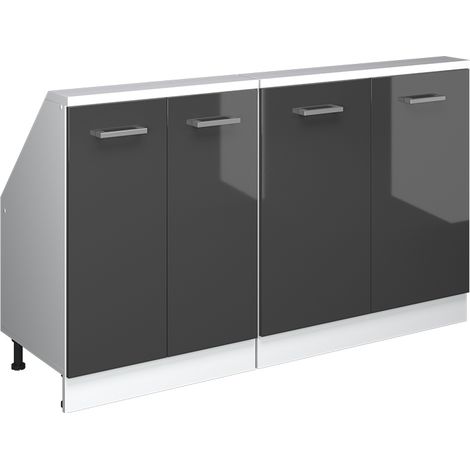 Dachschrägenschrank-Set Rion, Anthrazit Hochglanz/Weiß, 2er Set, Vicco