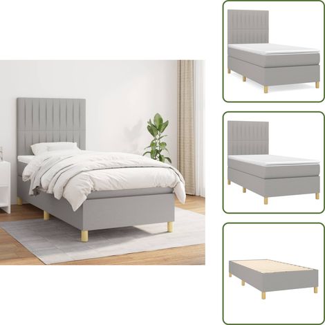 Boxspringbett mit Matratze Hellgrau 90x200 cm Stoff - Boxspringbett - Doppelbett - Bettenrahmen - Schlafsystem - Matratze (1/5)