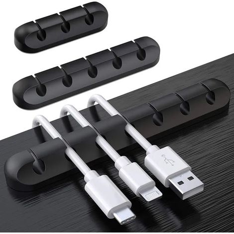 Clips Câble Organisateur Bureau, Lot de 3 Support de Câble, Organisateur de Cordon, Gestion des Cables, Câble Rangement pour USB (1/5)
