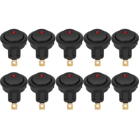 10 pcs Ronde Rocker ON/OFF 12 V tanche SPST Interrupteur LED Projecteur Argent Terminal 3Pin