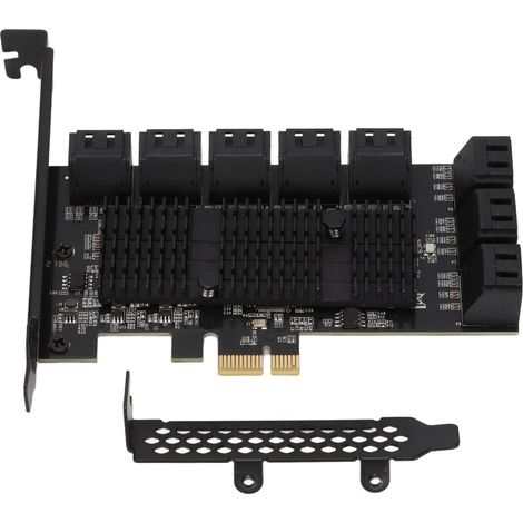 Adaptateur PCIe 1X vers 16 ports SATA 3.0 6 Gbit/s, carte d'extension multiport pour disque dur PC bureau (1/5)