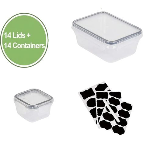 Recipientes para almacenar alimentos, diseño hermético, apilables para un fácil almacenamiento, 14 piezas. (1/2)