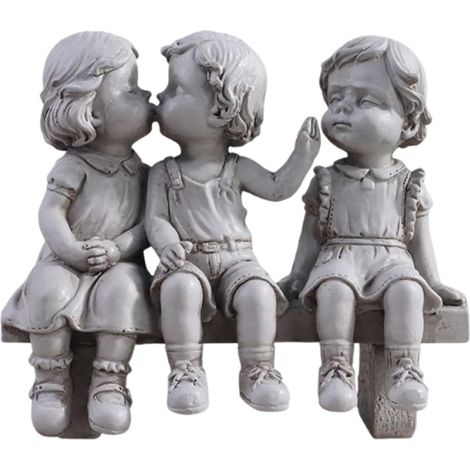 Kiss Kinderstatue dekorative Welpen Liebe Gartenskulptur