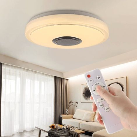 Plafonnier LED, plafonnier avec haut-parleur Bluetooth, spot encastré 38 W, plafonnier LED RGB avec fonction musicale, changement de couleur, application et télécommande – RAPANDA (1/5)
