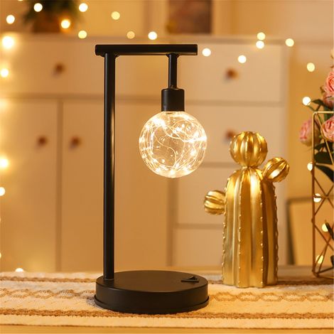 Lampe De Table En Fer Forgé - Lumière Nocturne À Led - Pour Chambre À Coucher Salon Décoration Festive - Fonctionne Sur 3 Piles AA (1/5)