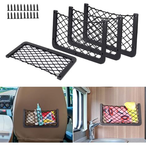 GABRIELLE 4 pièces filet de rangement de voiture à cadre en plastique multifonctionnel 35,518,5 cm, filet de rangement élastique pour vaisselle, camping-car, bateau, maison (avec 20 vis) (1/5)