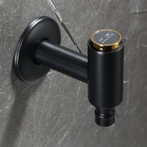 Black and gold brass wall-mounted tap, bathroom cold water tap, washing machine tap (1/5)