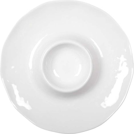 Plat de Service Apéritif pour Chips et Sauce Dip en Mélamine Blanc 35 x 35 x 3 cm - PANGIVO (1/3)