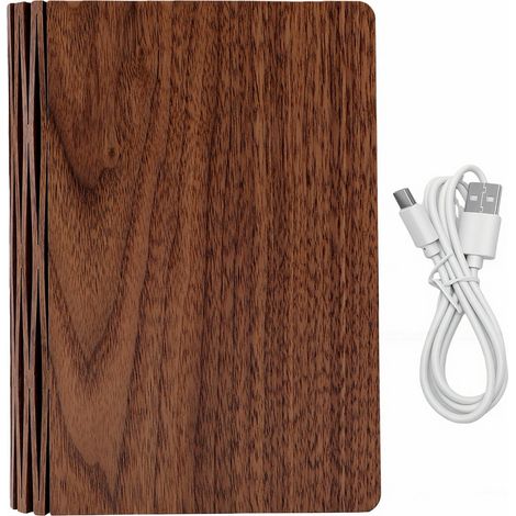 Lampe LED pliable en bois 2.5W, Rechargeable par USB, pliable en forme de papier, pour la lecture, la maison, la bibliothèque, décor, noyer noir (1/5)