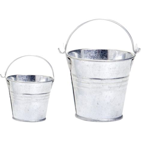 Glorex Eimer aus Metall Ø 8 x 7 cm silber Blumentöpfe & Übertöpfe