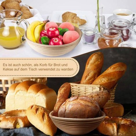 Panier Banneton - Lot de 4, rond, épreuvage pain, grattoir inclus, anti-adhérent Cuneary (1/5)