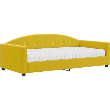 vidaXL Divano Letto con Materasso Giallo 100x200 cm in Velluto (1/5)