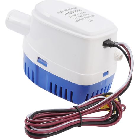 Pompe submersible électrique DC 24V 1.9A, pompe de cale automatique avec interrupteur à flotteur, hauteur de refoulement 4 mètres, micro pompe immergée. (1/5)