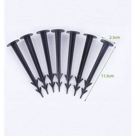 Lot de 100 Piquets d'ancrage en Plastique Noir 12 cm résistants aux UV (1/3)