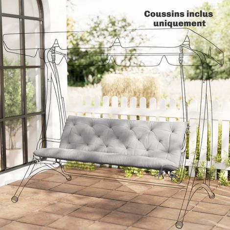 Cuscino/materasso per seduta e schienale di panchina da giardino, altalena o divano a 3 posti, elevato comfort, 150 x 98 x 8 cm, grigio chiaro (1/5)
