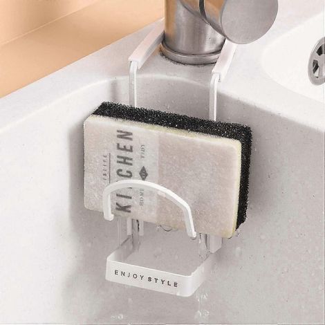 Sink Caddy Sink Sponge Holder, Small Kitchen Bathroom Metal Organizer Liquid Drainer Faucet (1/5)