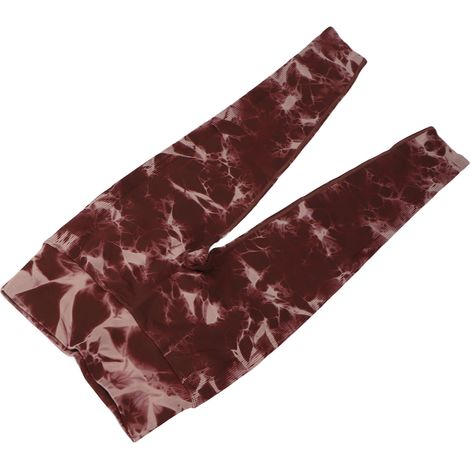 Leggings push-up taille haute effet pêche, pantalon de yoga fitness tie-dye sans coutures, pantalon long moulant de sport tie-dye, marron foncé, taille L. (1/5)