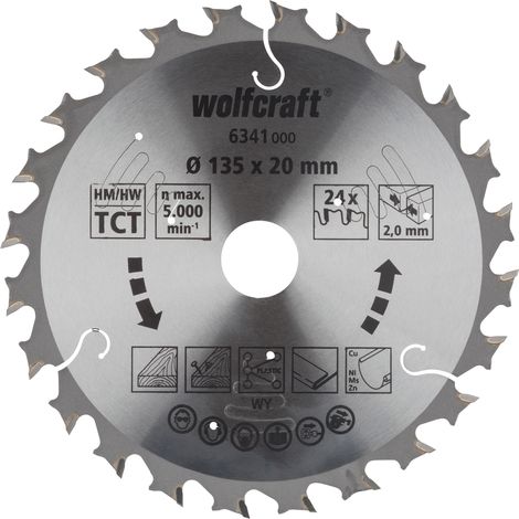 Wolfcraft Kreissägeblatt Ø 135 mm, Bohrung Ø 20 mm Hartmetall Sägeblatt (1/4)