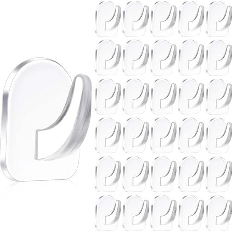 30 ganci adesivi trasparenti da parete, ganci magici (1/5)