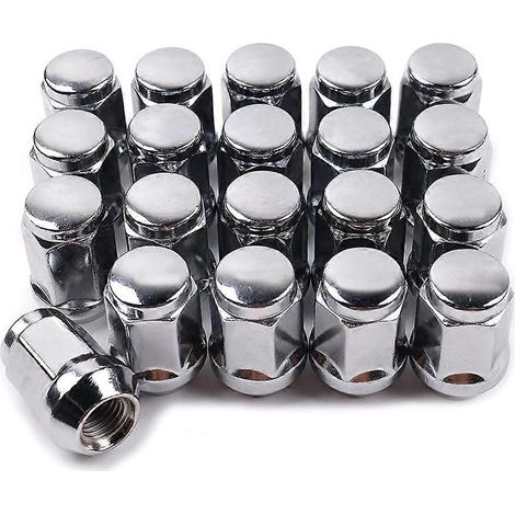 20 écrous de roue 14 x 1,5 - Écrous de 19 mm de diamètre et 35 mm de hauteur, hexagone chromé de 19 mm, pour Dodge Ram 1500 (1999-2021) (1/4)